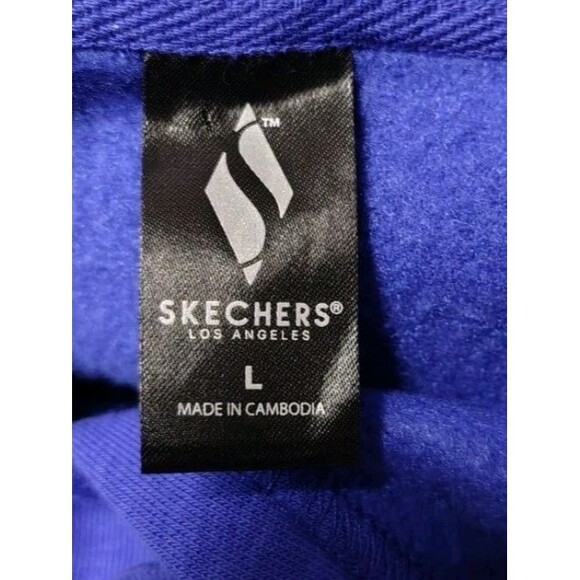 Skechers Hoodie Jacket Size L Kangaroo Pockets Pullover Cotton Blue - Picture 2 of 8